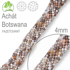 Korálky z minerálů Achát Botswana Fazetovaný  přírodní polodrahokam. Velikost pr.4mm. Balení 90Ks.