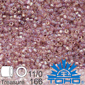 Korálky TOHO tvar TREASURE (válcové). Velikost 11/0. Barva č. 166-Trans-Rainbow Lt Amethyst. Balení 5g.