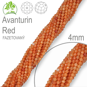 Korálky z minerálů Avanturin Red Fazetovaný  přírodní polodrahokam. Velikost pr.4mm. Balení 90Ks.