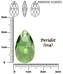 SWAROVSKI Pear-Shaped 6106 barva PERIDOT velikost 22mm.