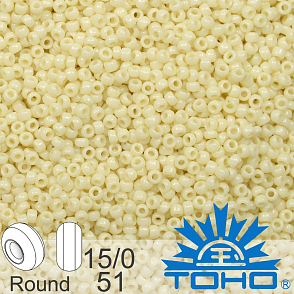 Korálky TOHO tvar ROUND (kulaté). Velikost 15/0. Barva č.51 Opaque Lt Beige . Balení 5g.