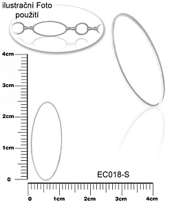 Komponent tvar OVÁL ozn-EC018-S vel.25x10mm tl.1mm. Barva postříbřeno. Balení 8ks.