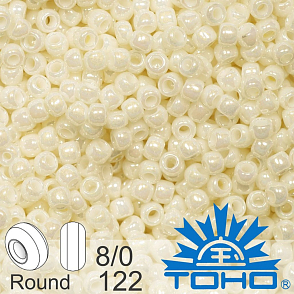 Korálky TOHO tvar ROUND (kulaté). Velikost 8/0. Barva č. 122-Opaque-Lustered Navajo White . Balení 10g.