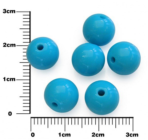 Korálek kulička plastová ozn. MX043. Barva MODRÁ. Velikost 10mm. Balení 15Ks.