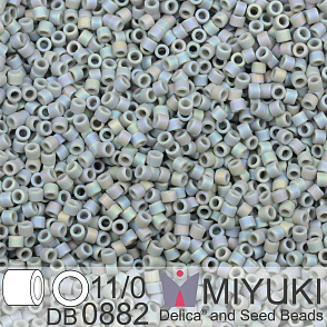 Korálky Miyuki Delica 11/0. Barva Matte Opaque Gray AB DB0882. Balení 5g.