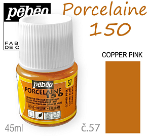 Barva na porcelán vypalovací  Pébeo Porcelaine 150. Odstín č.57 Copper Pink. Balení 45 ml.