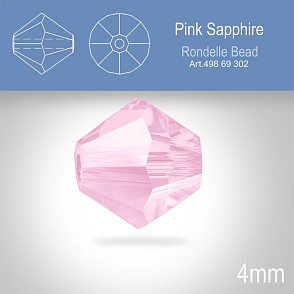 PRECIOSA Bicone MC BEAD (sluníčko) velikost 4mm. Barva PINK SAPPHIRE. Balení 31ks .