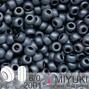 Korálky Miyuki MIX Round 6/0. Barva 2001 Matte Gunmetal. Balení 5g