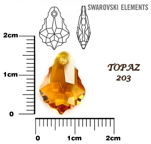 SWAROVSKI Baroque Pendant barva TOPAZ velikost 16x11mm.