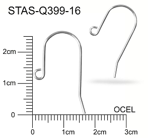 Afroháček s očkem  OCEL ozn.-STAS-Q399 16. Velikost 26x19mm. Síla drátu 0,6mm. Velikost očka vn. průměr 2,0mm