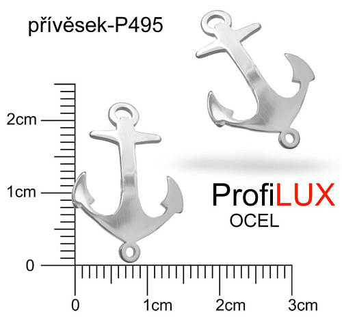 Přívěsek Chirurgická Ocel ozn-P495 KOTVA 2 očka  velikost pr.20mm tl.1,2mm. Řada přívěsků ProfiLUX. 