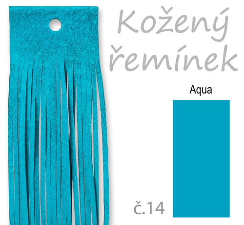 Kožený řemínek o délce 100 cm ve MODRÉ AQUA barvě č.14. 