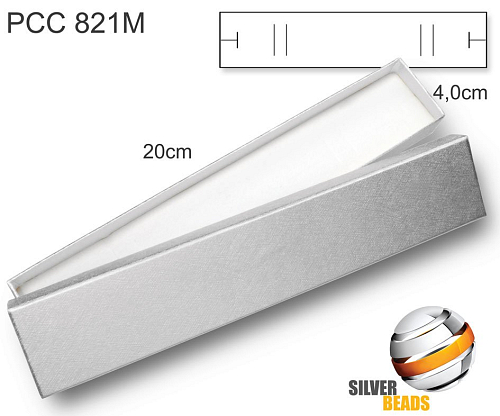 Krabička na šperky podlouhlá. Materiál papír. Ozn. PCC 821M. Barva STŘÍBRNÁ..