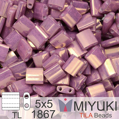 Korálky MIYUKI tvar TILA BEADS velikost 5x5mm. Barva TL-1867 Dk Orchid Luster. Balení 5g.