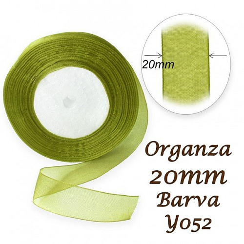 ORGANZA stuha šířka 20mm. Číslo Y052 barva ZELENÁ OLIVOVÁ