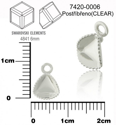 LŮŽKO na komponenty SWAROVSKI 4841 6mm. Ozn.7420-0006. Barva stříbrná.