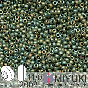 Korálky Miyuki Round 11/0. Barva 2008 Matte Metallic Patina Iris. Balení 5g.