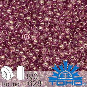 Korálky TOHO tvar ROUND (kulaté). Velikost 8/0. Barva 628 Gold Luster - Pink Rose. Balení 10g.