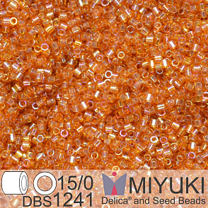 Korálky Miyuki Delica 15/0. Barva DBS 1241 Transparent Marigold AB. Balení 2g.