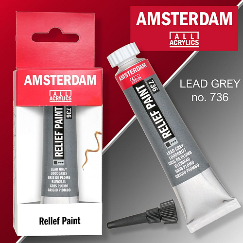 Reliéfní barvy Amsterdam Relief Paint 20 ml color LEAD GREY no. 736