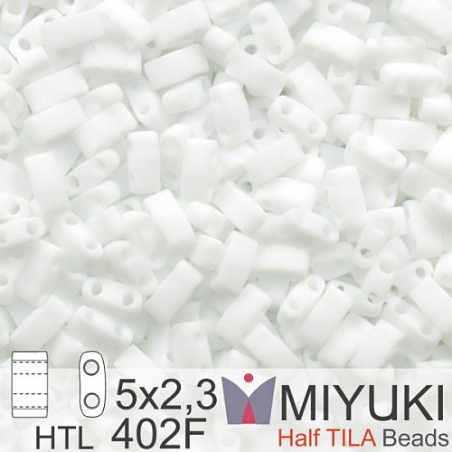 Korálky Miyuki Half Tila. Barva Matte White HTL 402F Balení 3g