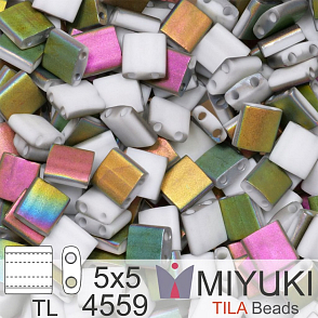 Korálky MIYUKI tvar TILA BEADS velikost 5x5mm. Barva TL 4559 Labrador Vitrail Matte. Balení 5g.