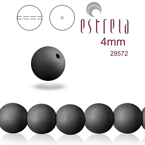 VOSKOVANÉ korále tvar kulatý. Velikost 4mm. Barva 29572 (matná černá). Balení 31ks na návleku.