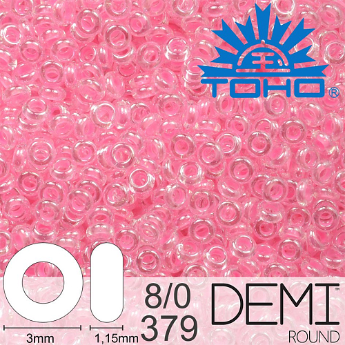 Korálky TOHO Demi Round 8/0. Barva 379 Inside-Color Crystal/Cotton Candy-Lined.. Balení 5g