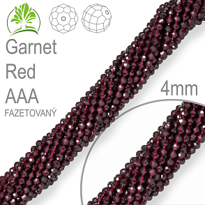 Korálky z minerálů Garnet Red AAA Fazetovaný polodrahokam. Velikost pr.4mm. Balení 80Ks.