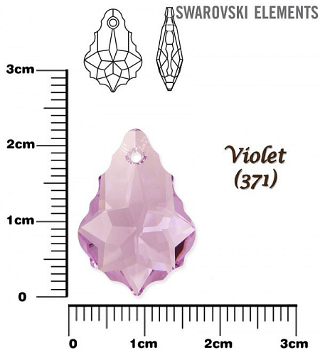 SWAROVSKI Baroque Pendant barva VIOLET velikost 22x15mm