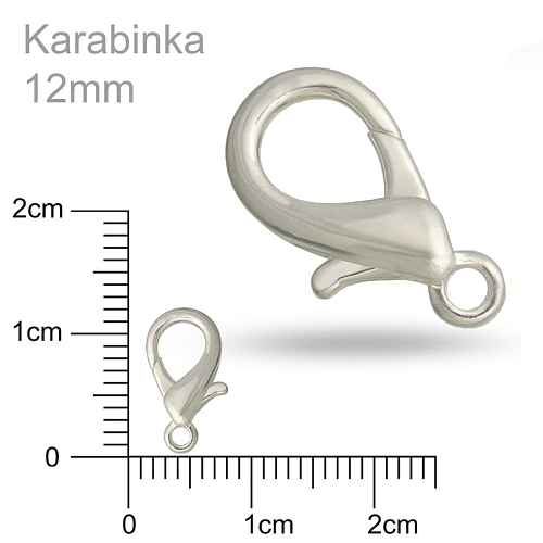 Karabinka velikost 12mm barva stříbrná.