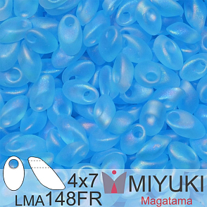 Korálky MIYUKI tvar Long MAGATAMA velikost 4x7mm. Barva LMA-148FR  Matte Transparent Aqua AB. Balení 5g.