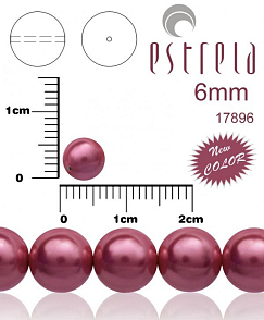 VOSKOVANÉ korále tvar kulatý. Velikost 6mm. Barva 17896 (metalická starorůžová ) New COLOR. Balení 21ks na návleku