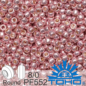 Korálky TOHO tvar ROUND (kulaté). Velikost 8/0. Barva č.PF552- Permanent Finish - Galvanized Sweet Blush. Balení 10g.