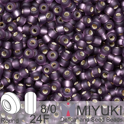 Korálky Miyuki Round 8/0. Barva 24F Matte Silverlined Amethyst. Balení 5g