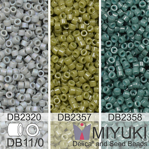 Korálky Miyuki Delica 11/0. Barevné variace č. 14  DB2358, DB2320, DB2357. Balení 3x5g