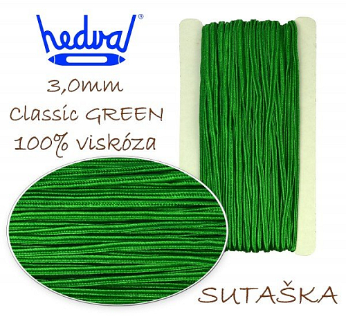 SUTAŠKA materiál na PRÝMKOVÁNÍ. Velikost 3mm. Barva č.34 CLASSIC GREEN.