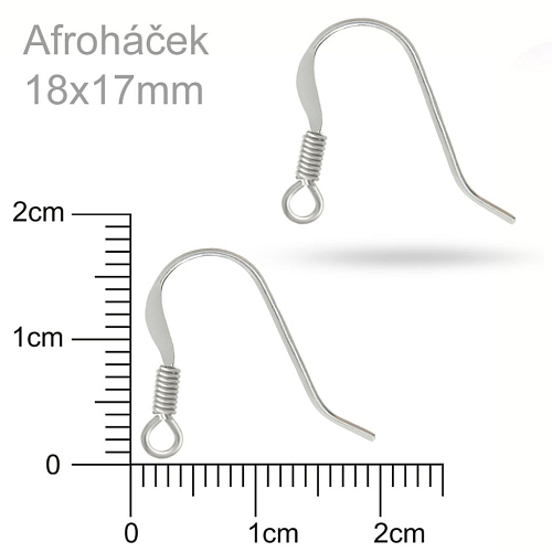 Afroháček plochý s pružinkou. Barva stříbrná. Velikost 16x17mm.