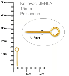 Ketlovací JEHLA  velikost 15mm. Barva zlatá.