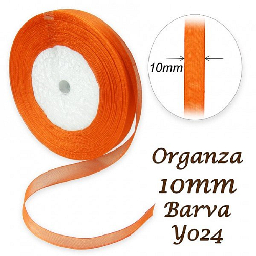 ORGANZA stuha šířka 10mm. Číslo Y024 barva ORANŽOVÁ. 