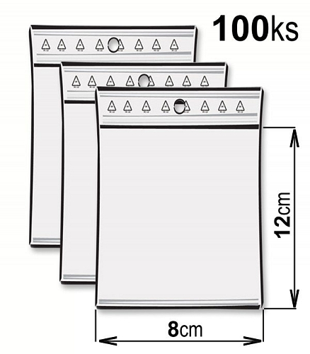 Sáček rychlozavírací ZIP sáček 8x12cm tl.0,05mm -s otvorem pro zavěšení.MAXI balení 100ks.Výhodná cena.