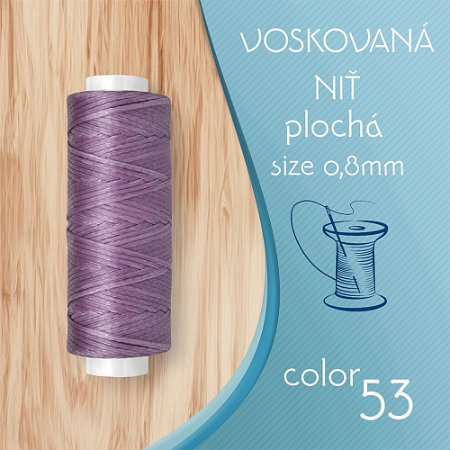 Voskovaná nit 0,8mm PLOCHÁ cívka 30m barva č.53 Lilac Purple