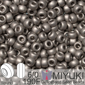 Korálky Miyuki Round 6/0. Barva 190F Matte Nickel Plated. Balení 5g