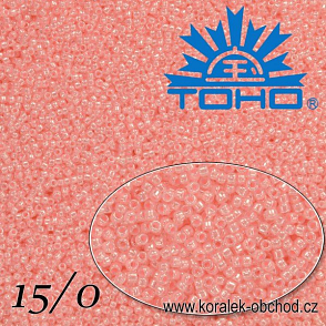 Korálky TOHO tvar ROUND (kulaté). Velikost 15/0. Barva č. 145-Ceylon Innocent Pink . Balení 5g.