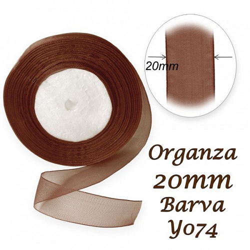 ORGANZA stuha šířka 20mm. Číslo Y074 barva HNĚDÁ. 