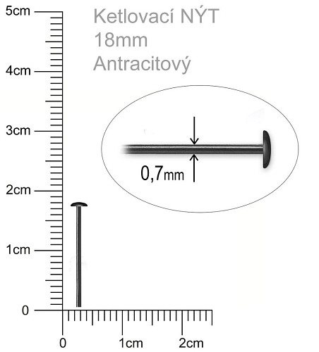 Ketlovací NÝT  velikost 18mm. Barva antracitová..