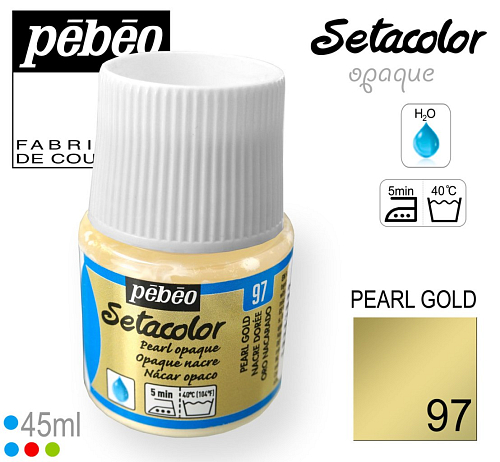 Barva na Textil SETACOLOR OPAQUE  Pebeo. barva č. 97 PEARL GOLD. Balení 45ml.