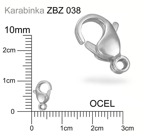 KARABINKA chirurgická ocel. Ozn. ZBZ 038. Velikost 10,3mm.