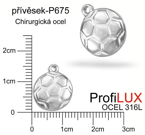 Přívěsek Chirurgická Ocel ozn-P675 Fotbalový MÍČ velikost 13x16mm. Řada přívěsků ProfiLUX