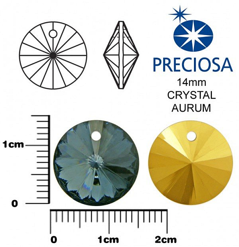 PRECIOSA MC RIVOLI velikost 14mm. Barva CRYSTAL AURUM.